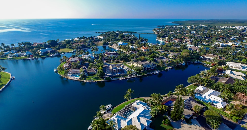 a bird's eye view of a large body of water