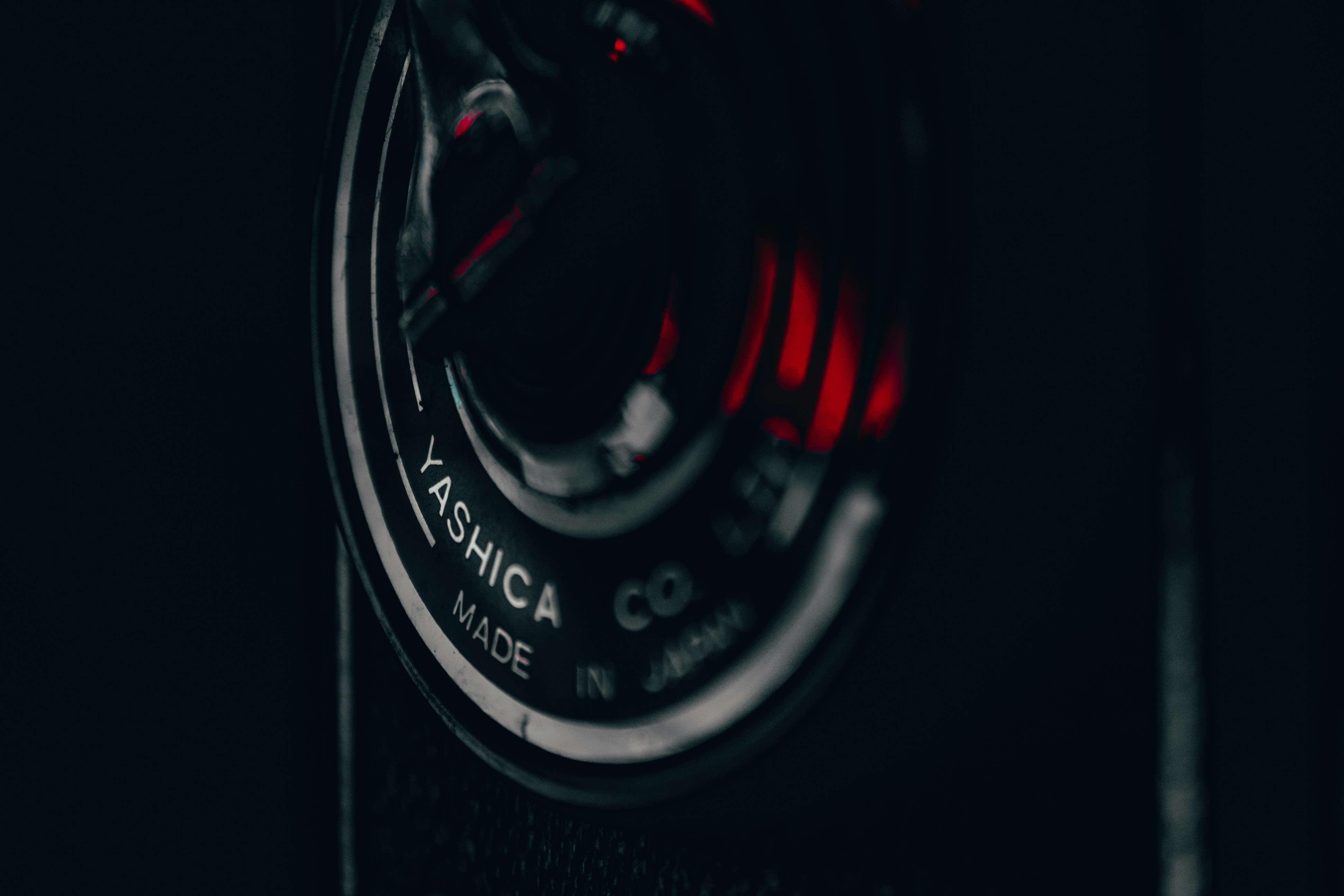 a close up of a camera in the dark