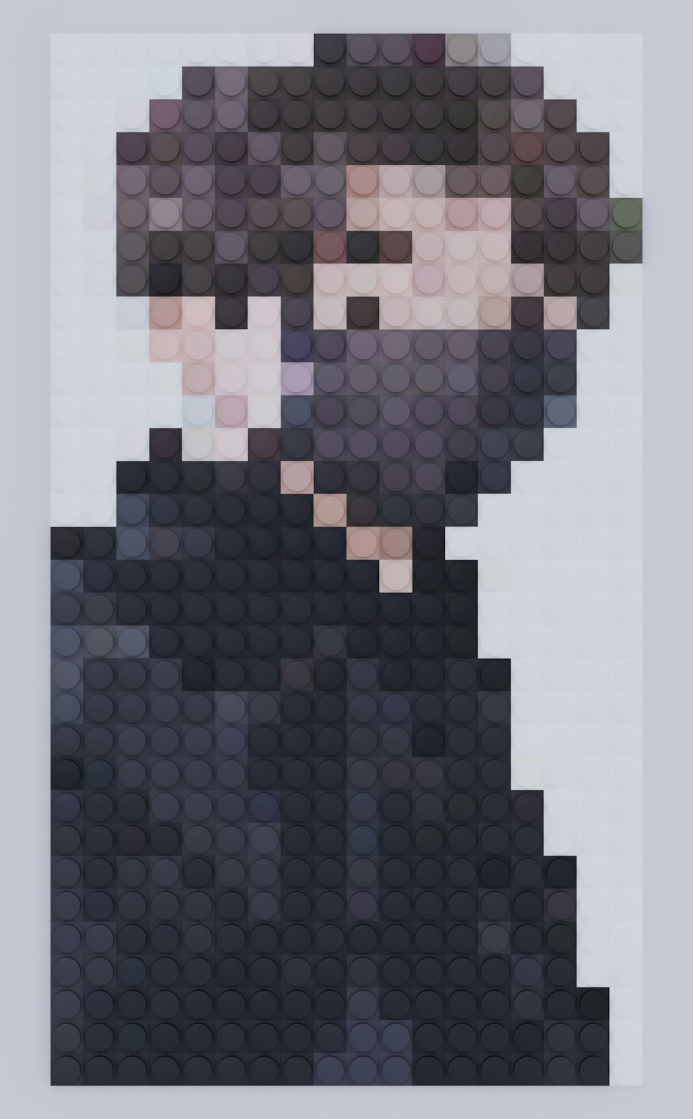 a pixellated photo of a man with a beard