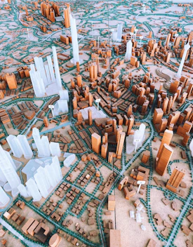 a model of a city with a lot of tall buildings