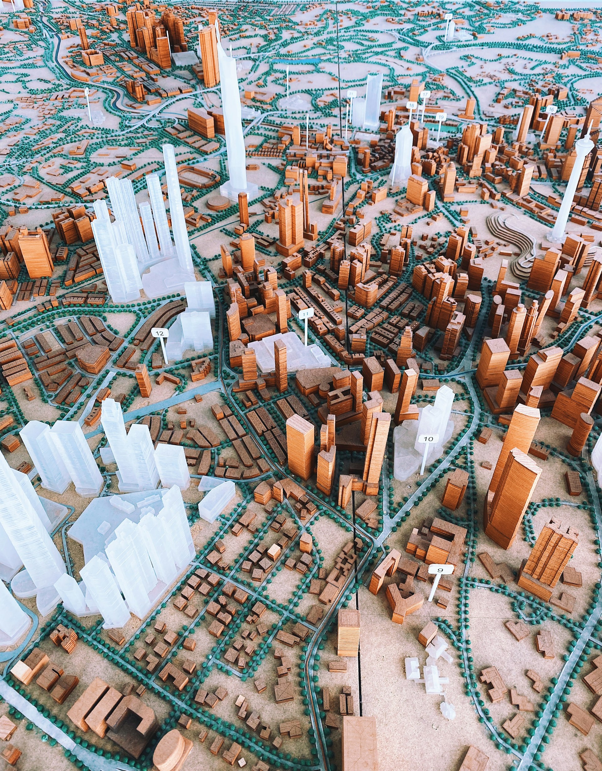 a model of a city with a lot of tall buildings