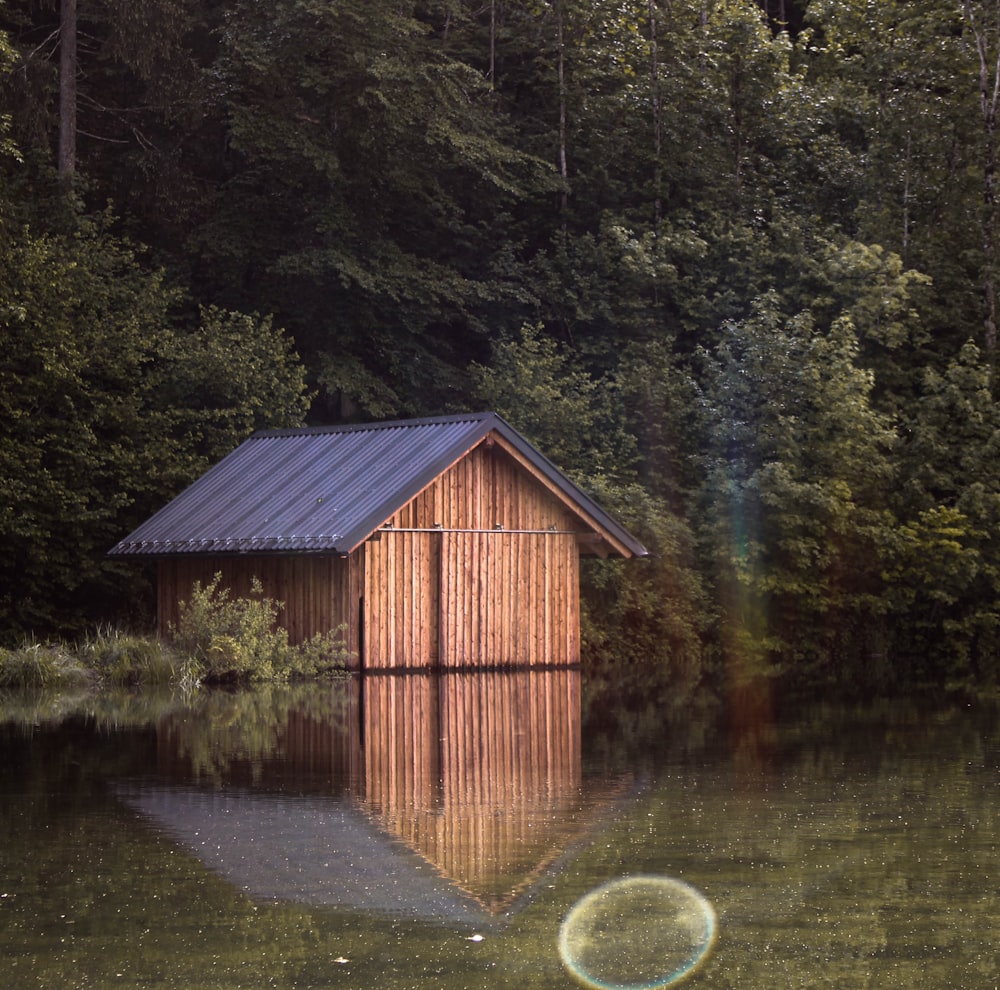 a house in the middle of a body of water