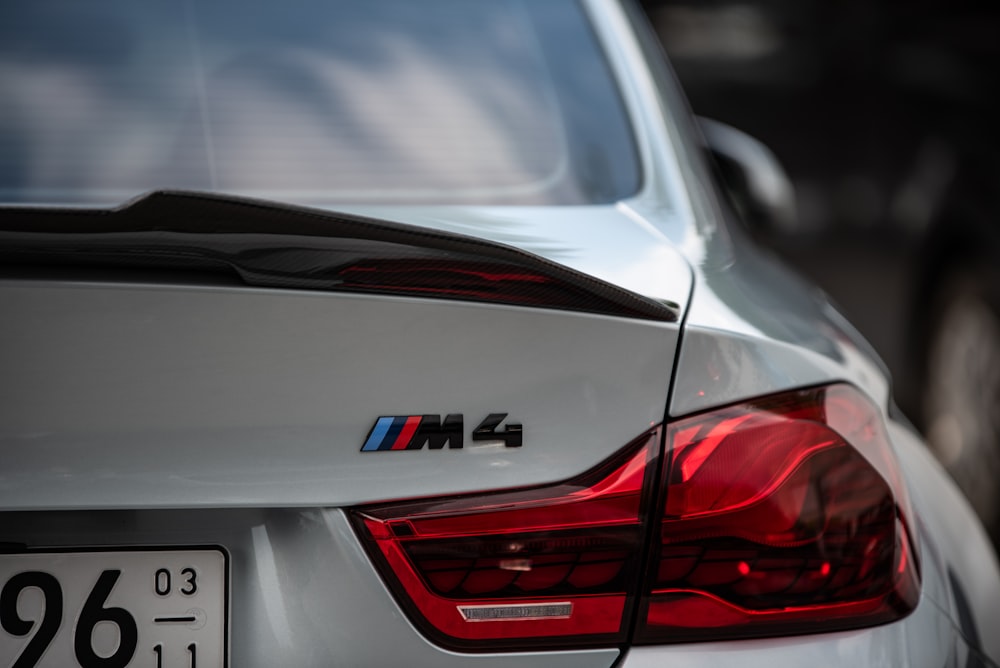 a close up of the tail lights of a car