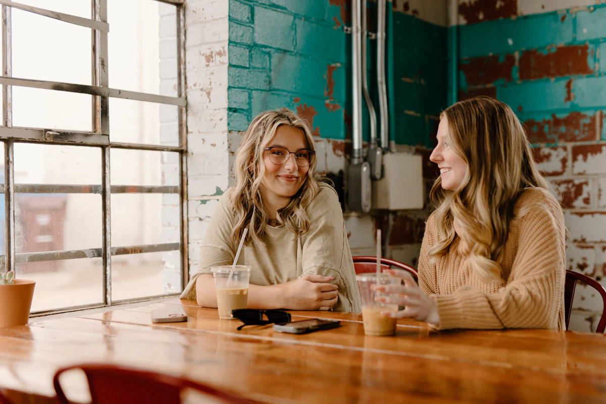 Students talking at the school café