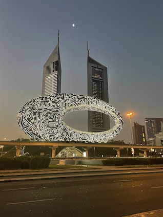 a picture of a large building with a lot of writing on it