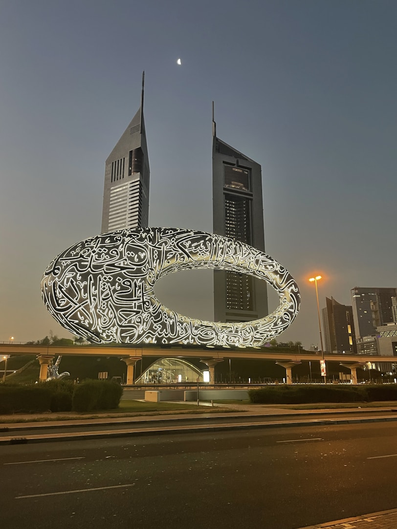 a picture of a large building with a lot of writing on it