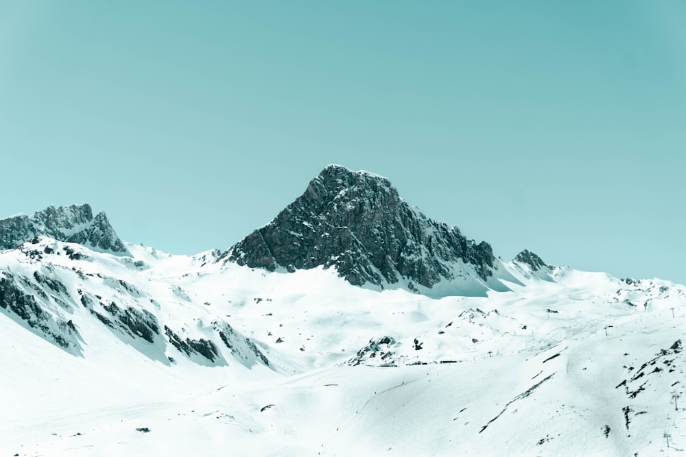 a snow covered mountain with a sky background