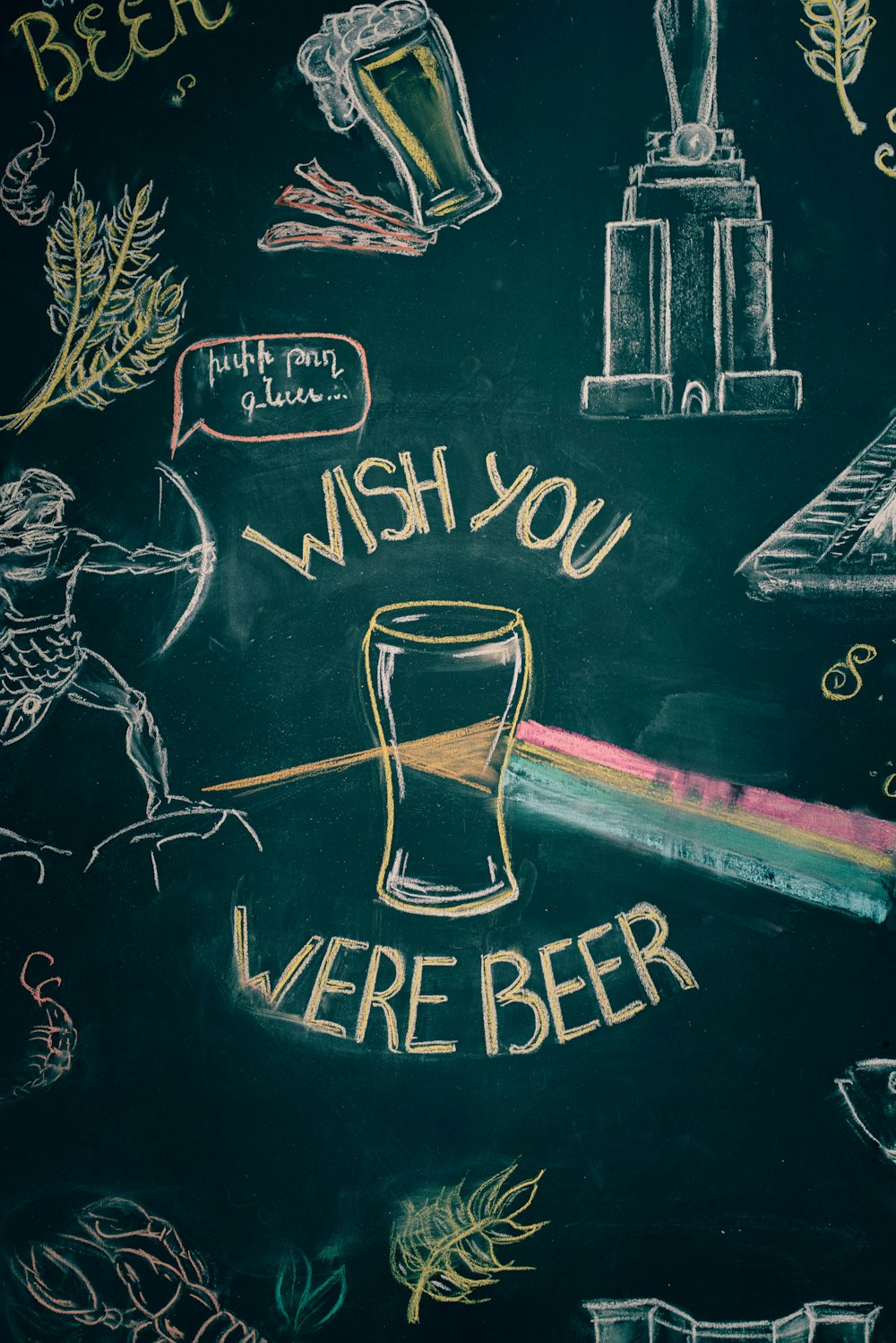 a chalk drawing of a glass of beer