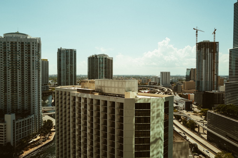 a view of a city from a high rise building