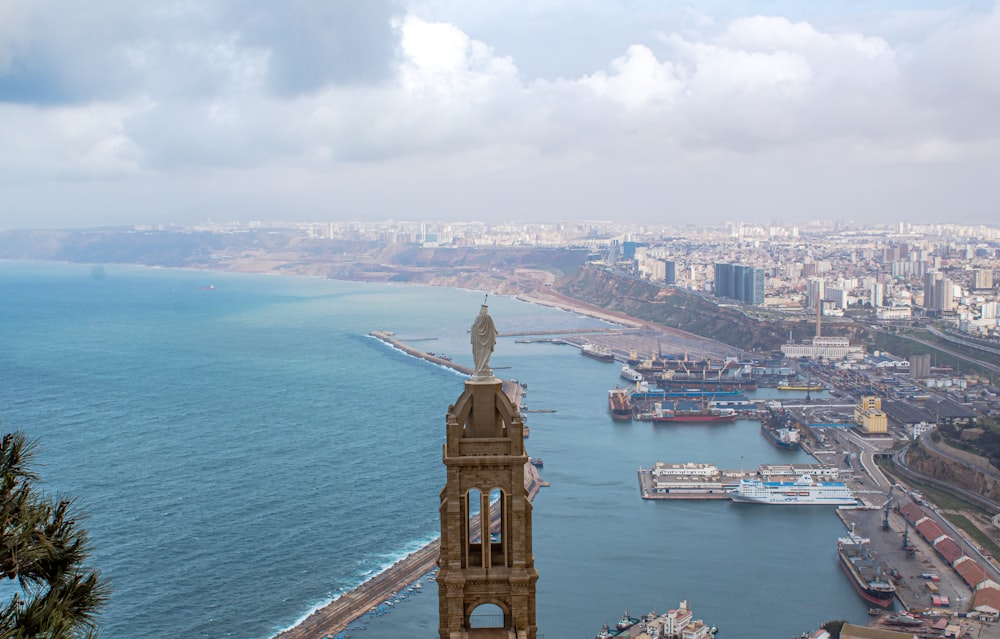 a large body of water next to a city