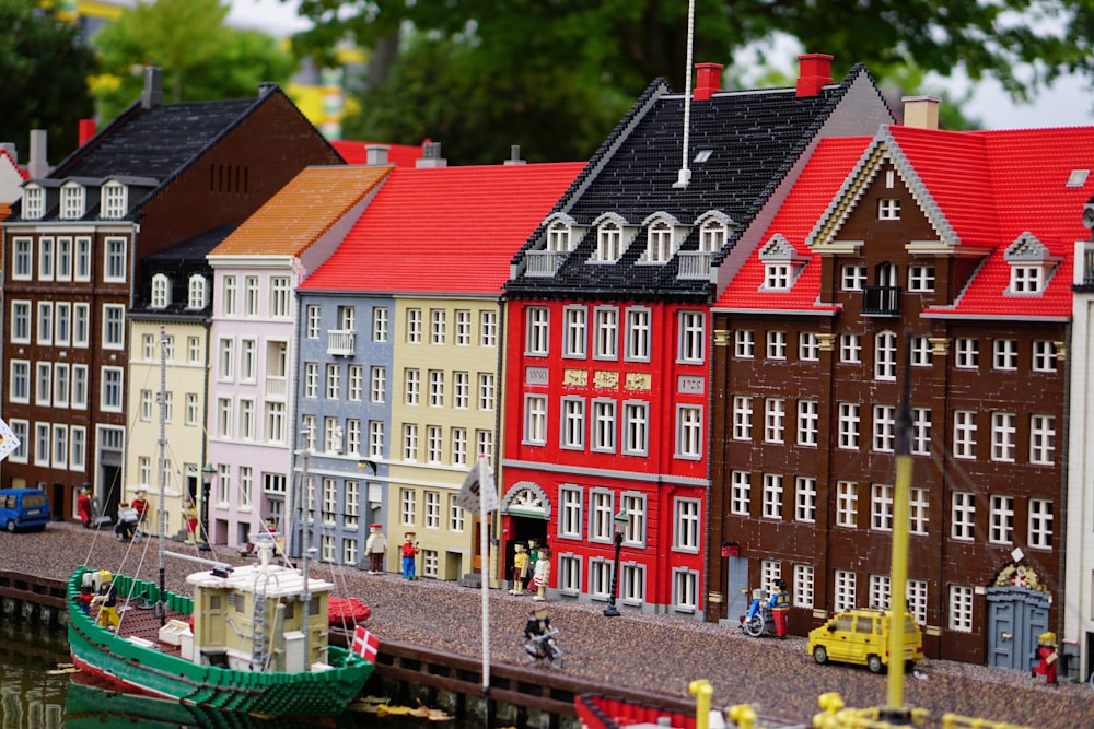 a model of a city with boats on the water