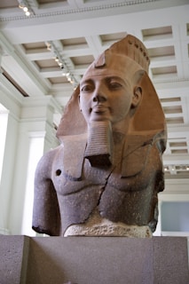 An ancient Egyptian artifact displayed in a museum setting.