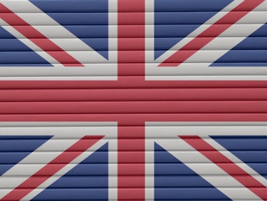 the british flag is painted on a garage door