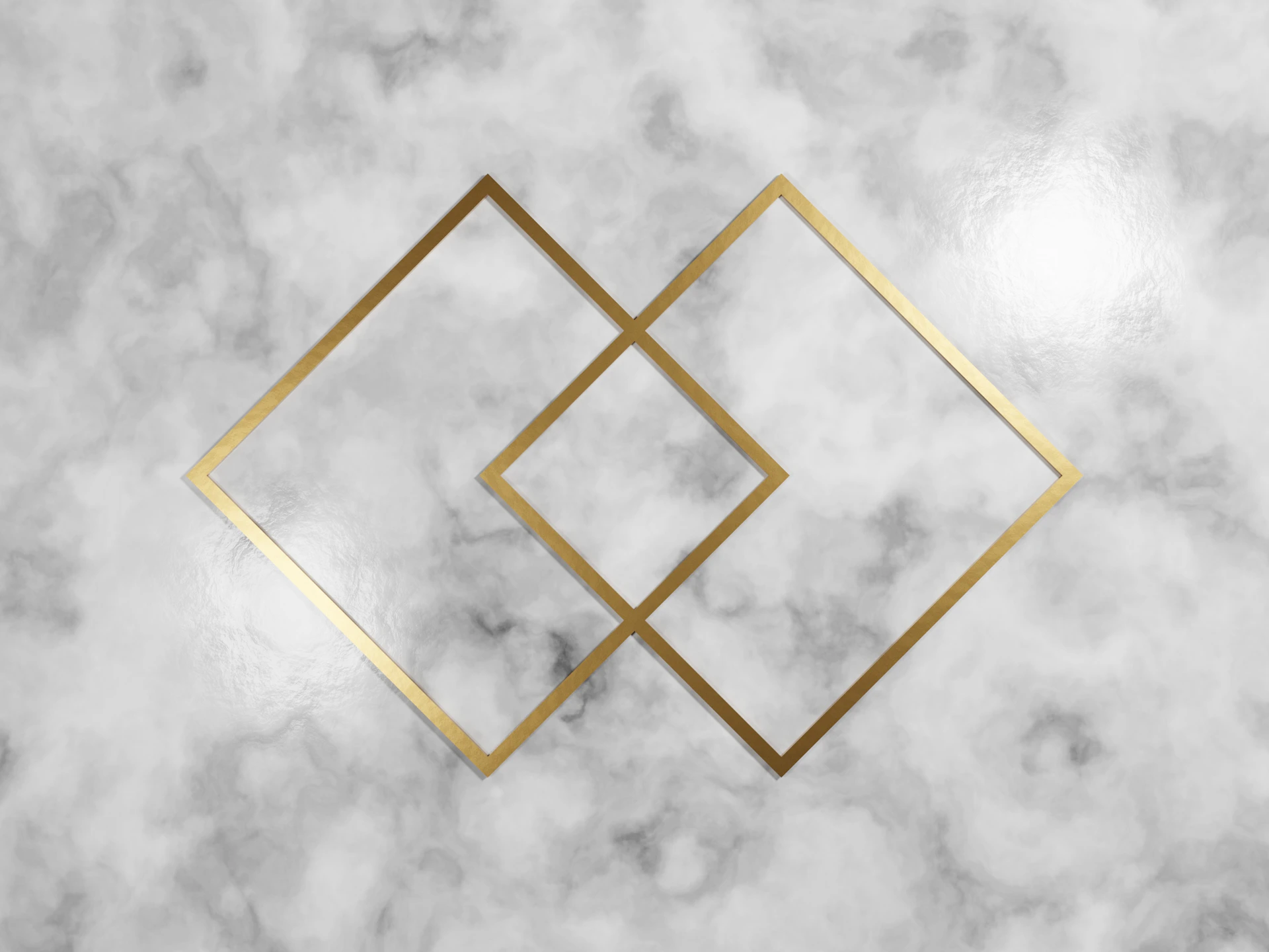 a white marble wall with a gold geometric design