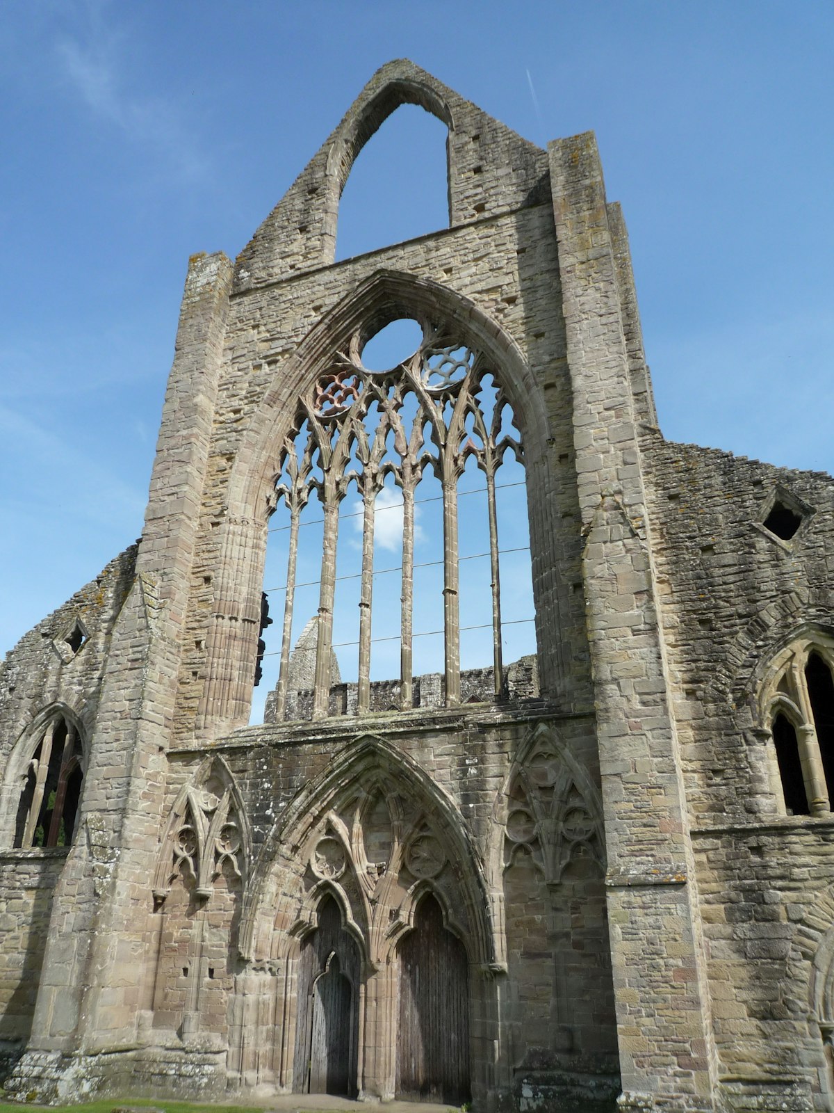 The stone ruins of Tintern Abbey in the Wye Valley, Monmouthshire