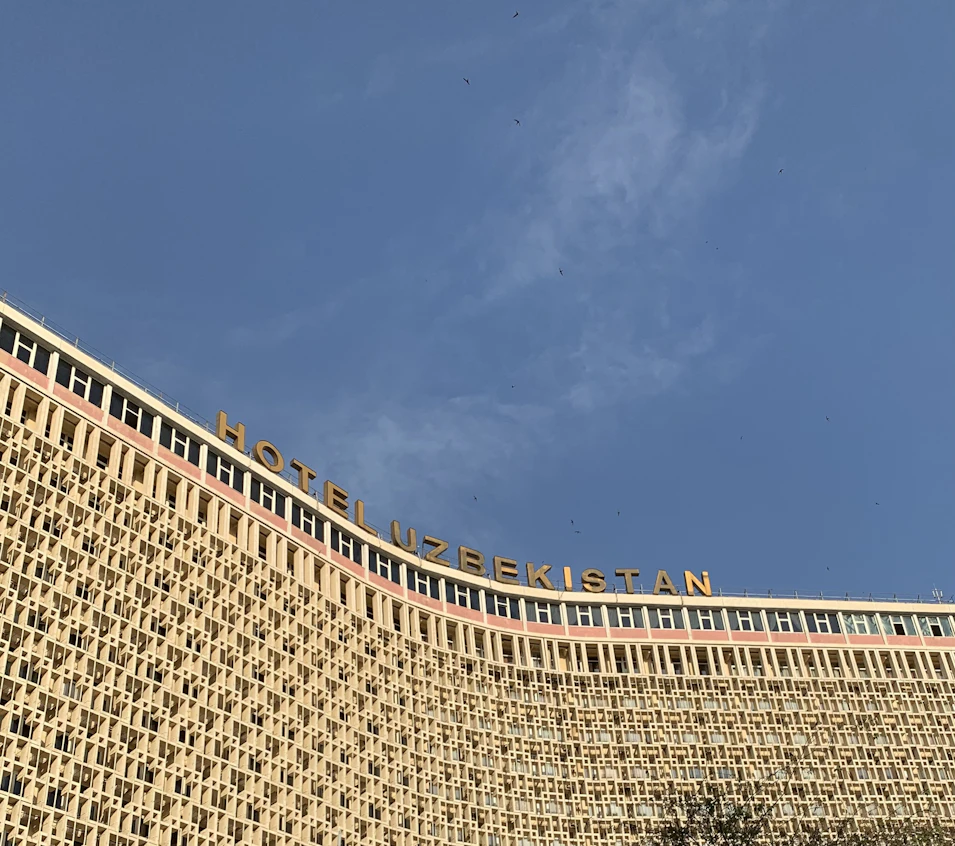 The iconic Hotel Uzbekistan facade