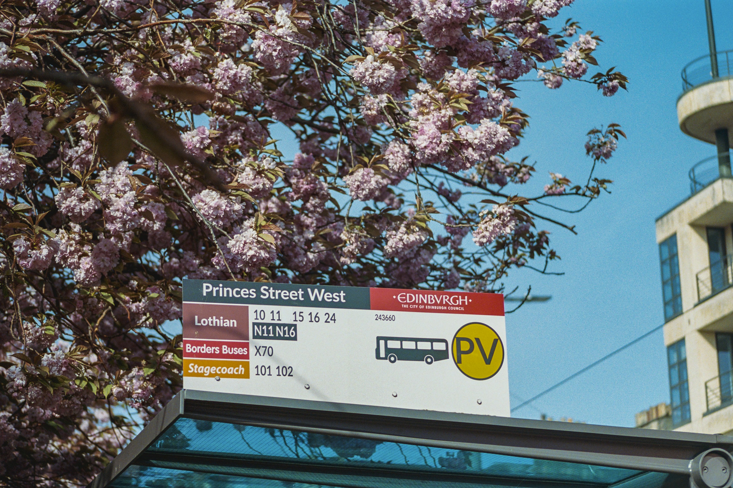 a street sign with a building in the background