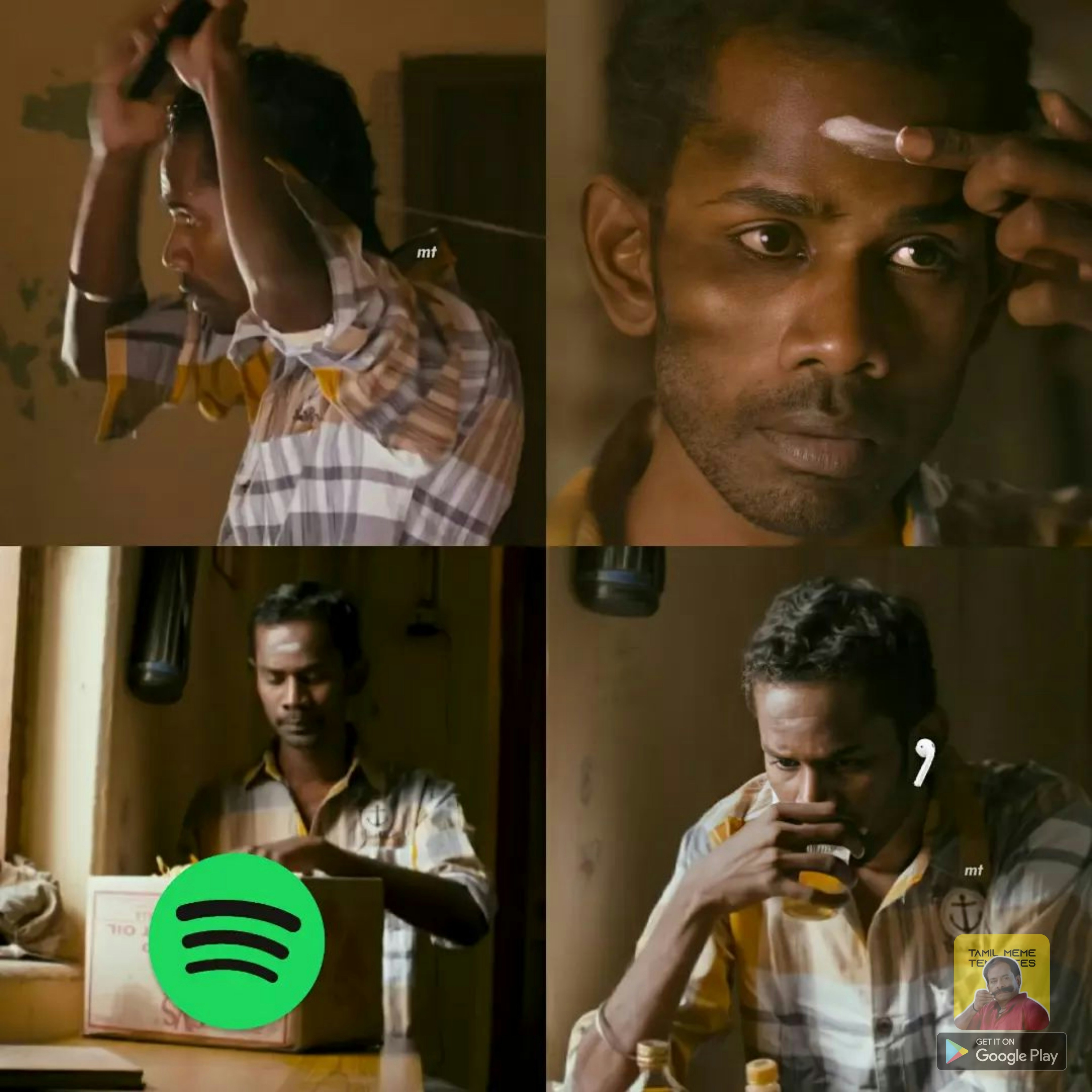 a collage of photos of a man holding a cell phone