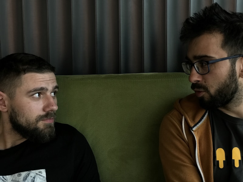 Gay couple lounging together