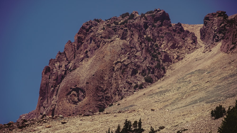 a mountain with a face carved into the side of it