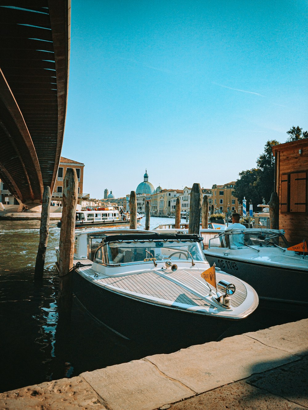 a couple of boats that are sitting in the water