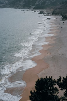 a view of a beach from a high point of view
