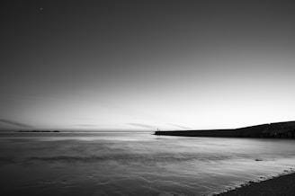 a black and white photo of a body of water