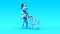Artificial intelligence robot applying discount codes automatically within an app.