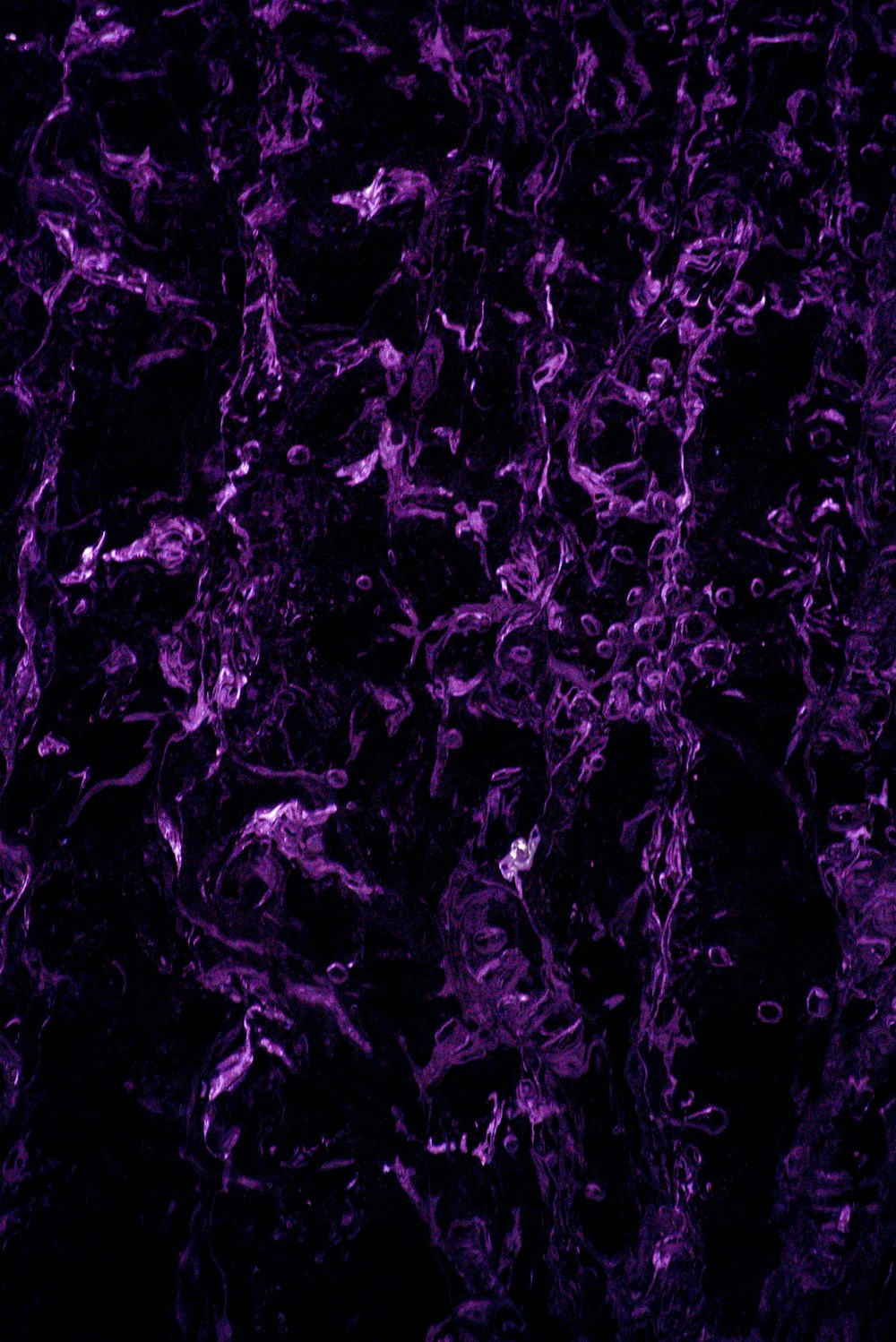 黒と紫の背景にたくさんの泡