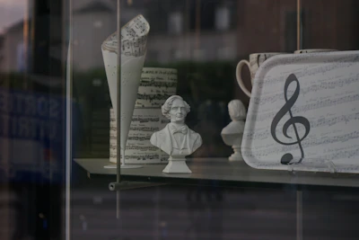 A display of unique vinyl decals featuring music notes and family-friendly themes ready for personalization.
