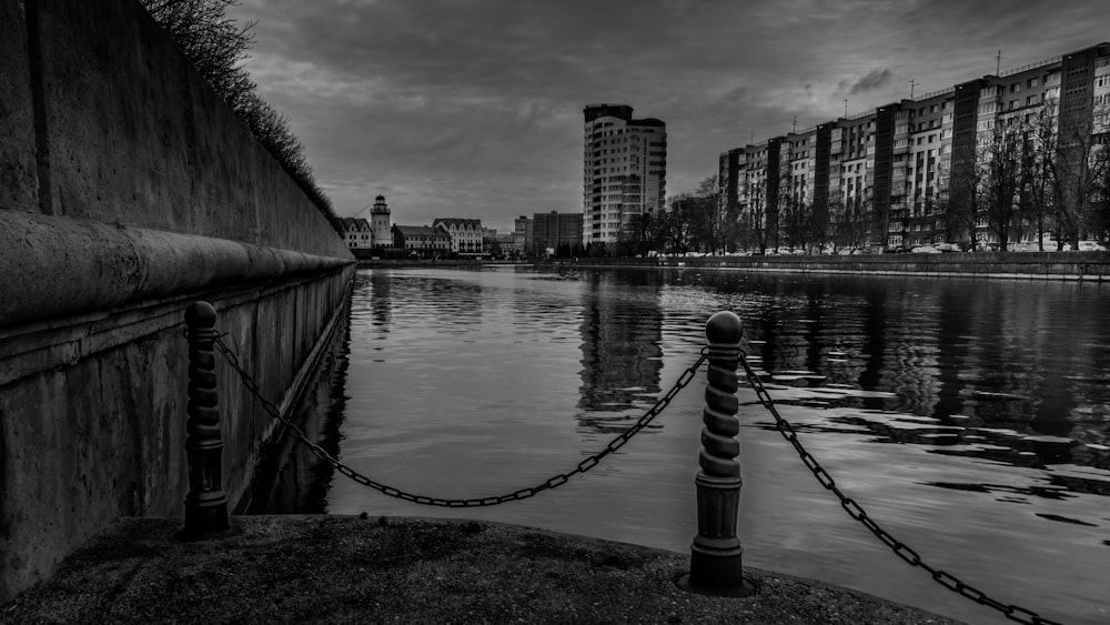 a black and white photo of a body of water