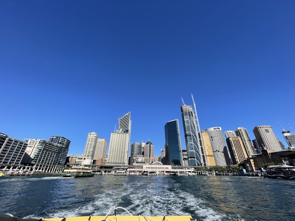 a view of a city from a boat on the water