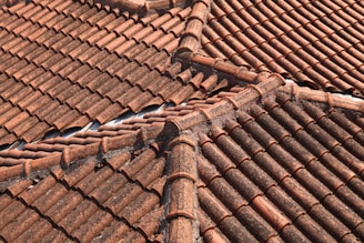 a close up of a roof of a building