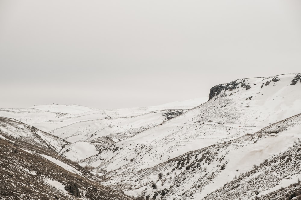 a snow covered mountain range with a sky background