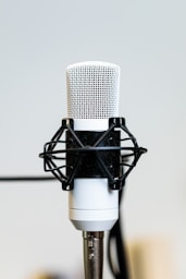 a close up of a microphone on a table