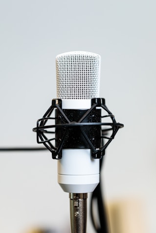 a close up of a microphone on a table