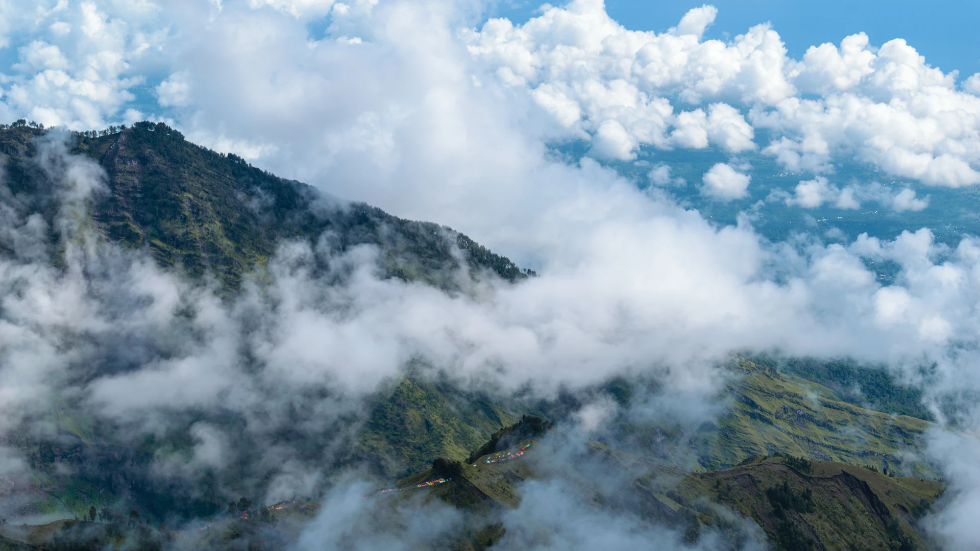 Mount Rinjani above the clouds
