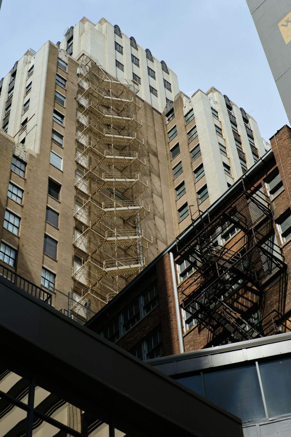 a tall building with scaffolding on the side of it