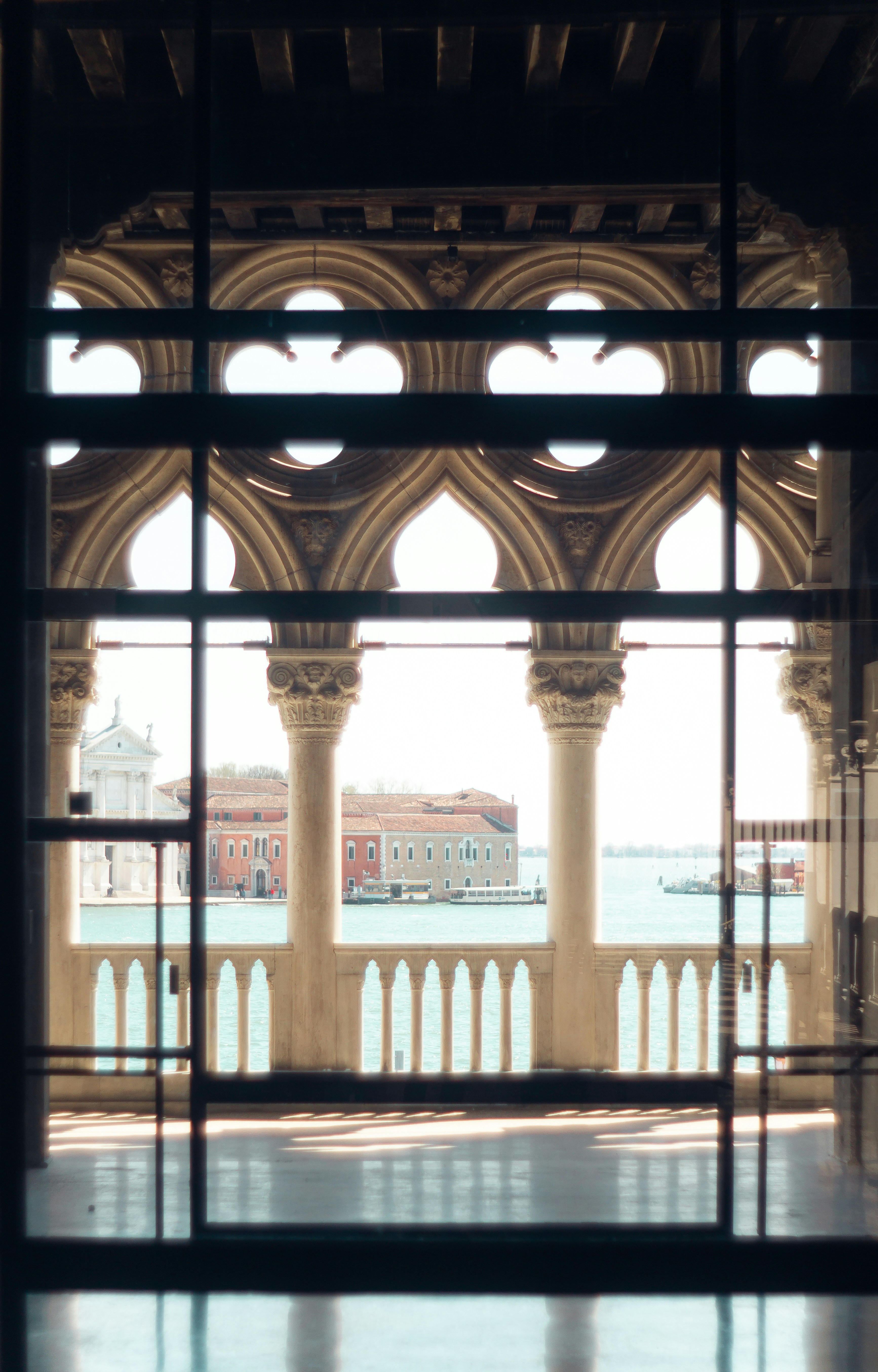 a view of a building through a window