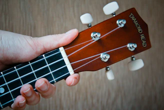 a close up of a person playing a guitar