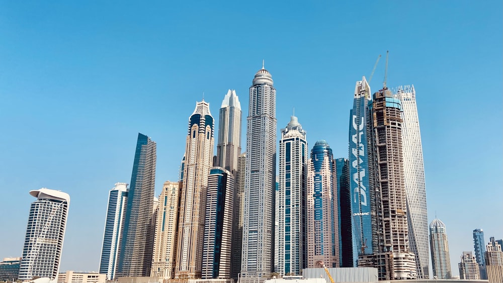 a large group of tall buildings in a city