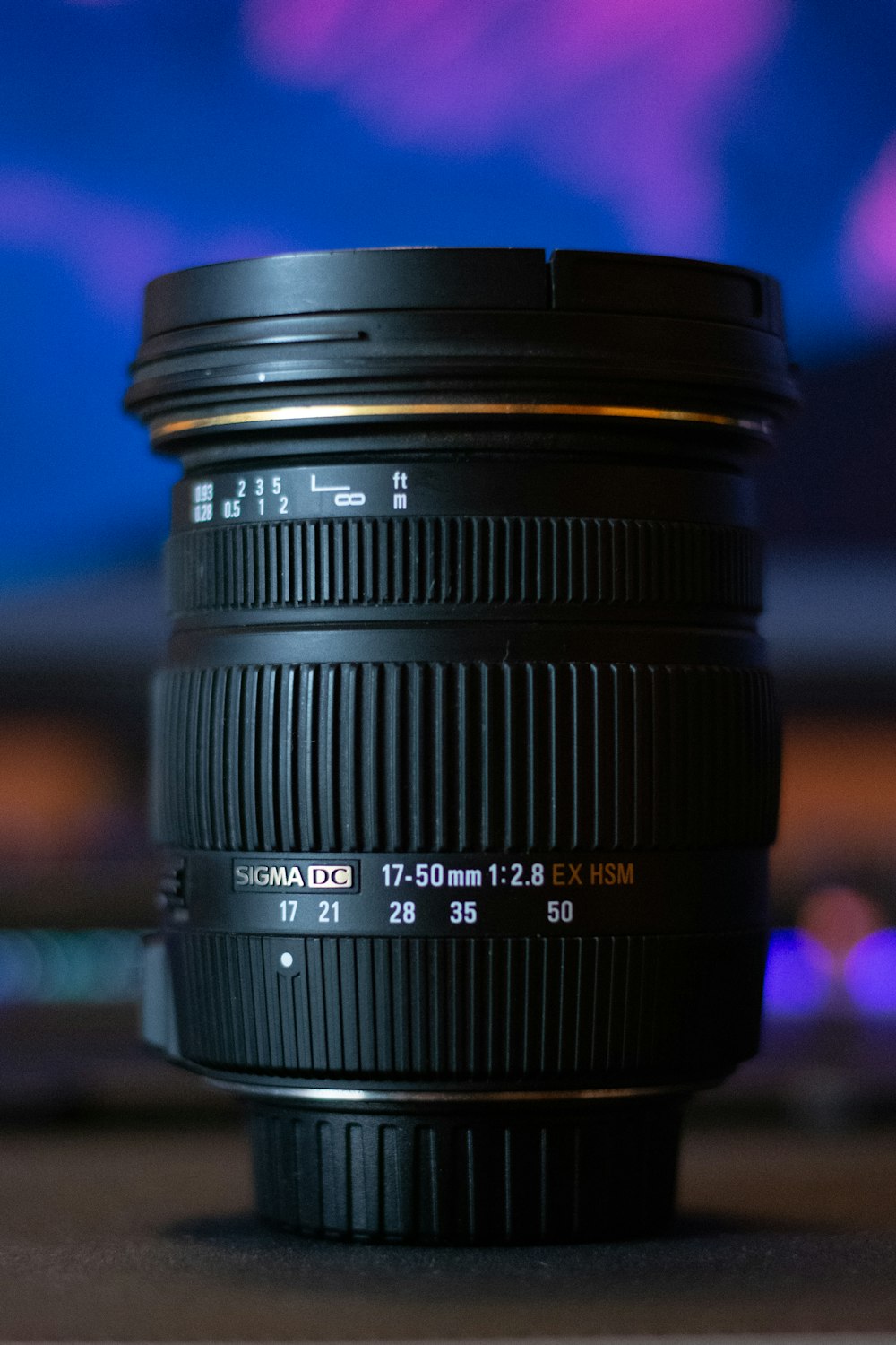 a close up of a camera lens on a table