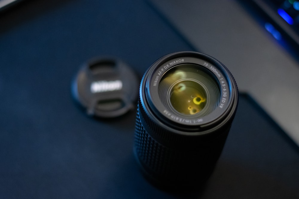 a camera lens sitting on top of a table