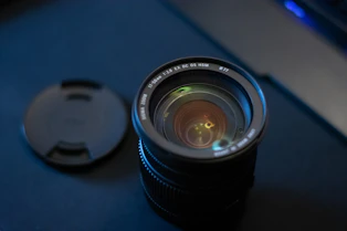 a camera lens sitting on top of a table
