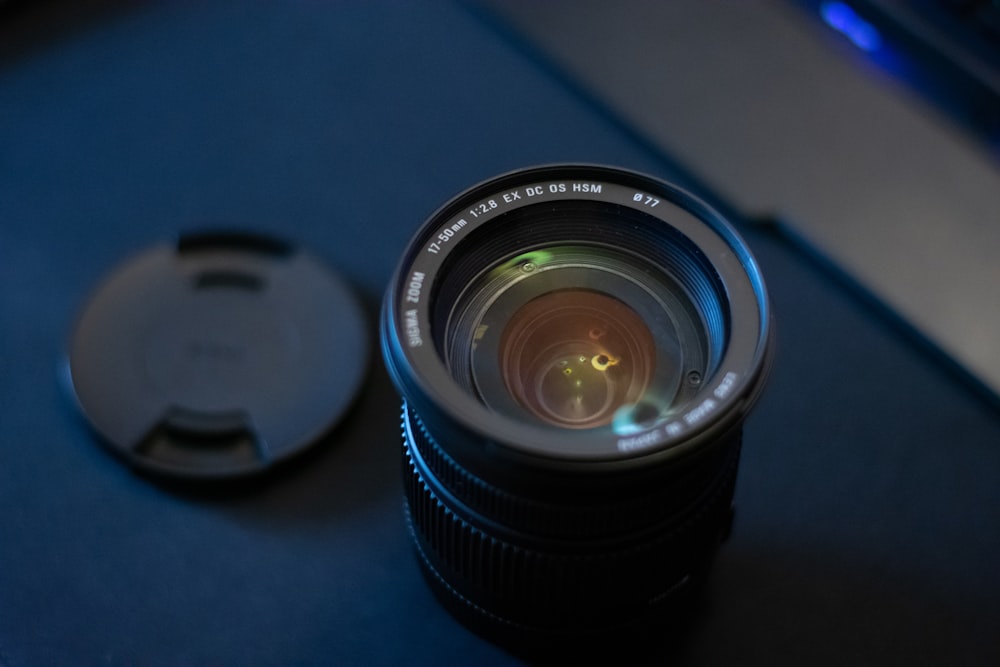 a camera lens sitting on top of a table