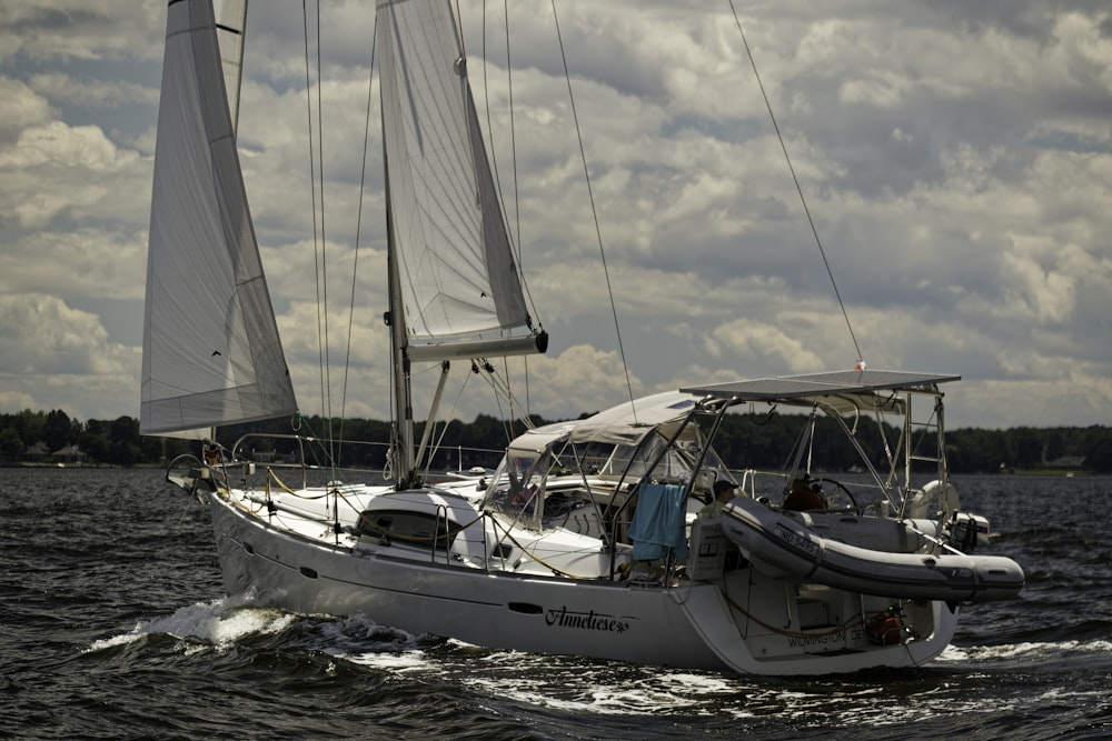 a sailboat sailing on a body of water