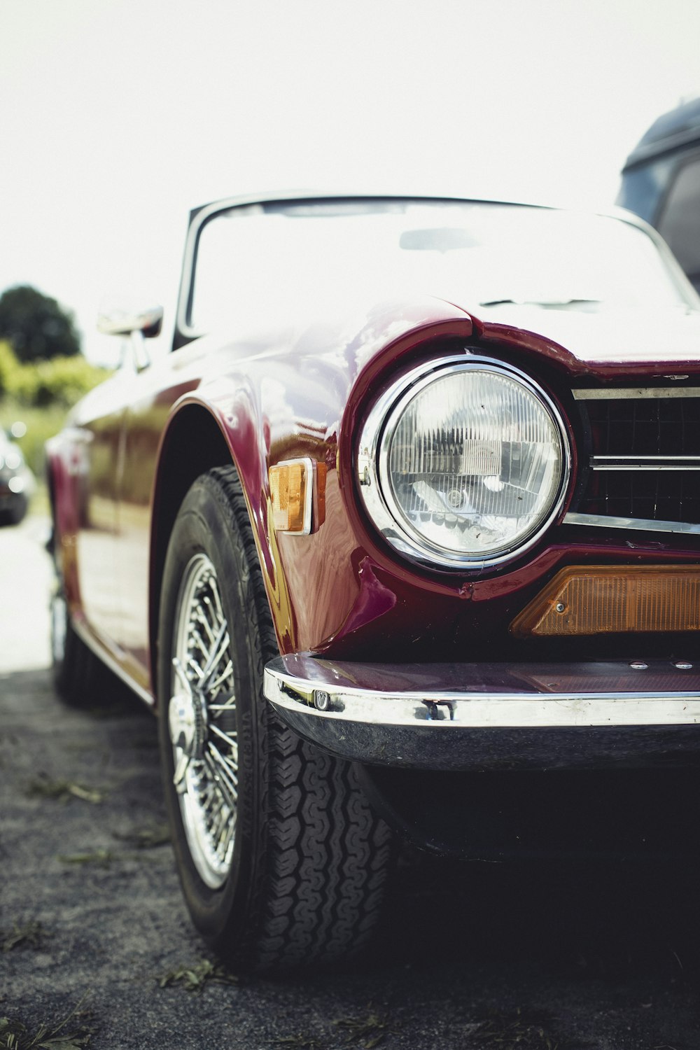 a close up of the front end of a car