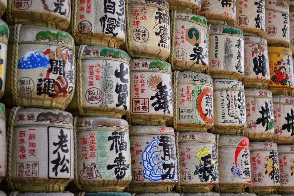 a wall full of various types of teas