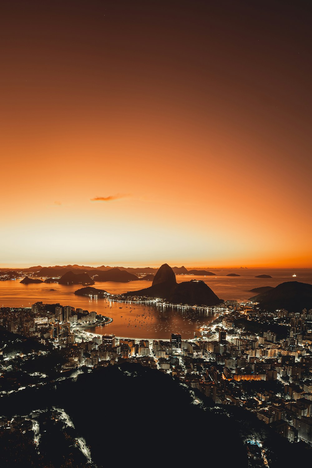 a view of a city at night from a high point of view