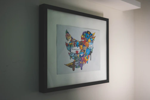 A colorful comic-style decorative frame with bold outlines and expressive characters.